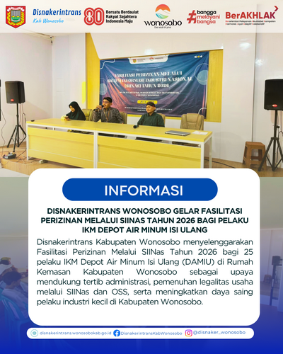 Disnakerintrans Wonosobo Gelar Fasilitasi Perizinan Melalui SIINas Tahun 2026 bagi Pelaku IKM Depot Air Minum Isi Ulang