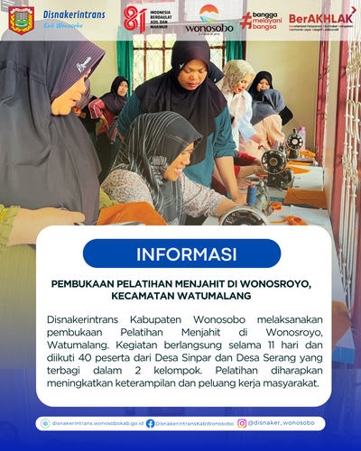 Pembukaan Pelatihan Menjahit di Wonosroyo, Kecamatan Watumalang