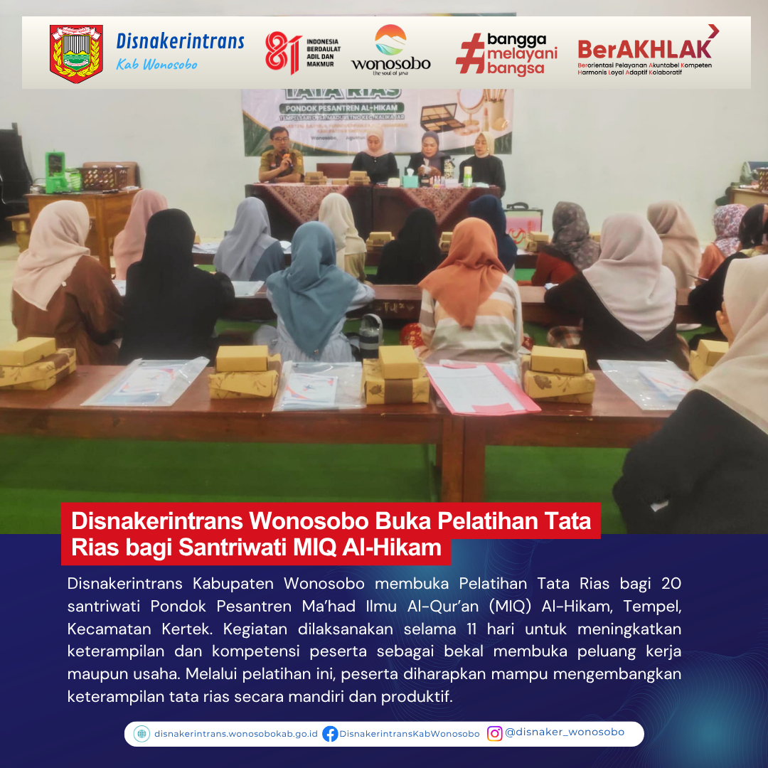 Disnakerintrans Wonosobo Buka Pelatihan Tata Rias bagi Santriwati MIQ Al-Hikam