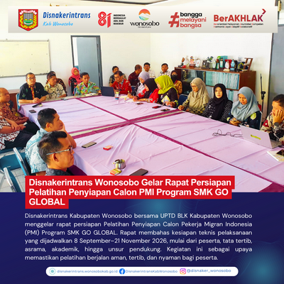 Disnakerintrans Wonosobo Gelar Rapat Persiapan Pelatihan Penyiapan Calon PMI Program SMK GO GLOBAL