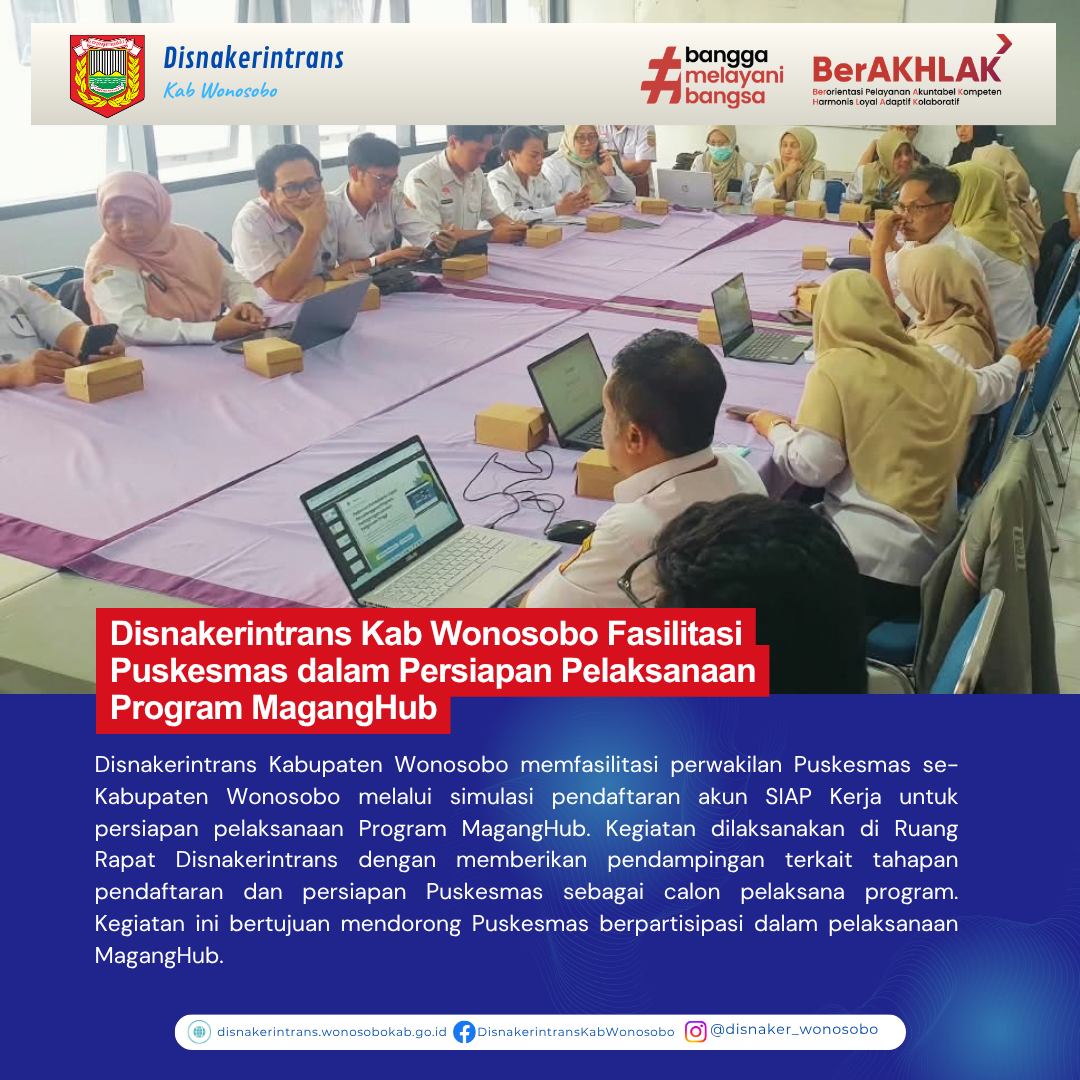 Disnakerintrans Wonosobo Fasilitasi Puskesmas dalam Persiapan Pelaksanaan Program MagangHub