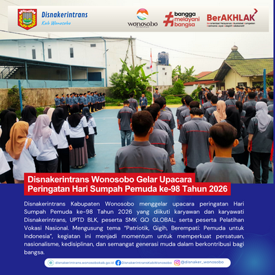 Disnakerintrans Wonosobo Gelar Upacara Peringatan Hari Sumpah Pemuda ke-98 Tahun 2026