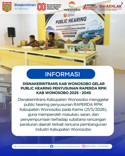DISNAKERINTRANS KAB WONOBOSO GELAR PUBLIC HEARING RAPERDA RPIK KAB WONOSOBO 2025 - 2045