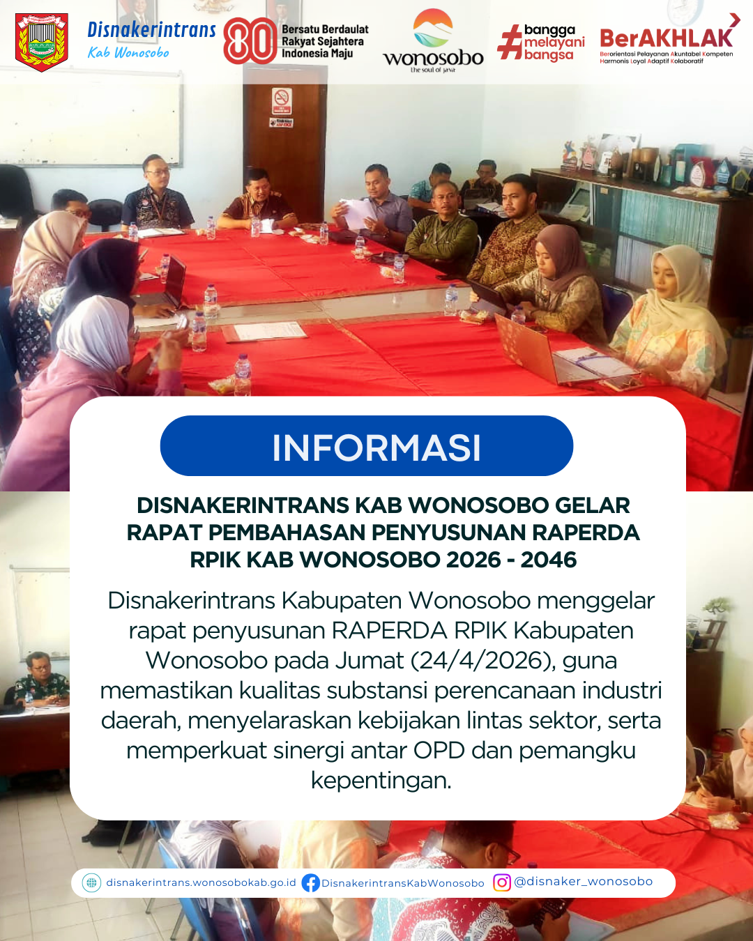 Disnakerintrans Kab Wonosobo Gelar Rapat Pembahasan Penyusunan raperda rpik kab wonosobo 2026 - 2046