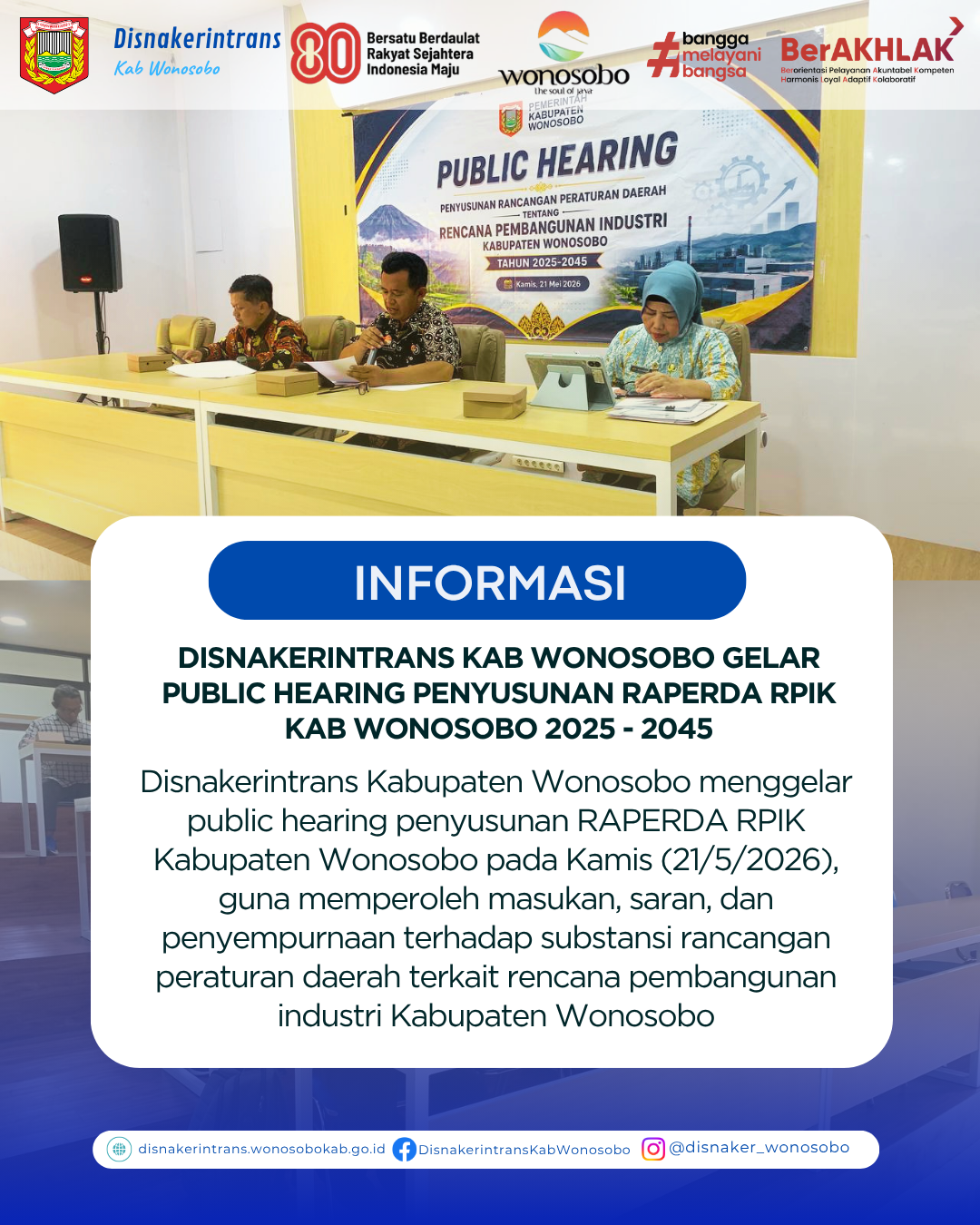 DISNAKERINTRANS KAB WONOBOSO GELAR PUBLIC HEARING RAPERDA RPIK KAB WONOSOBO 2025 - 2045